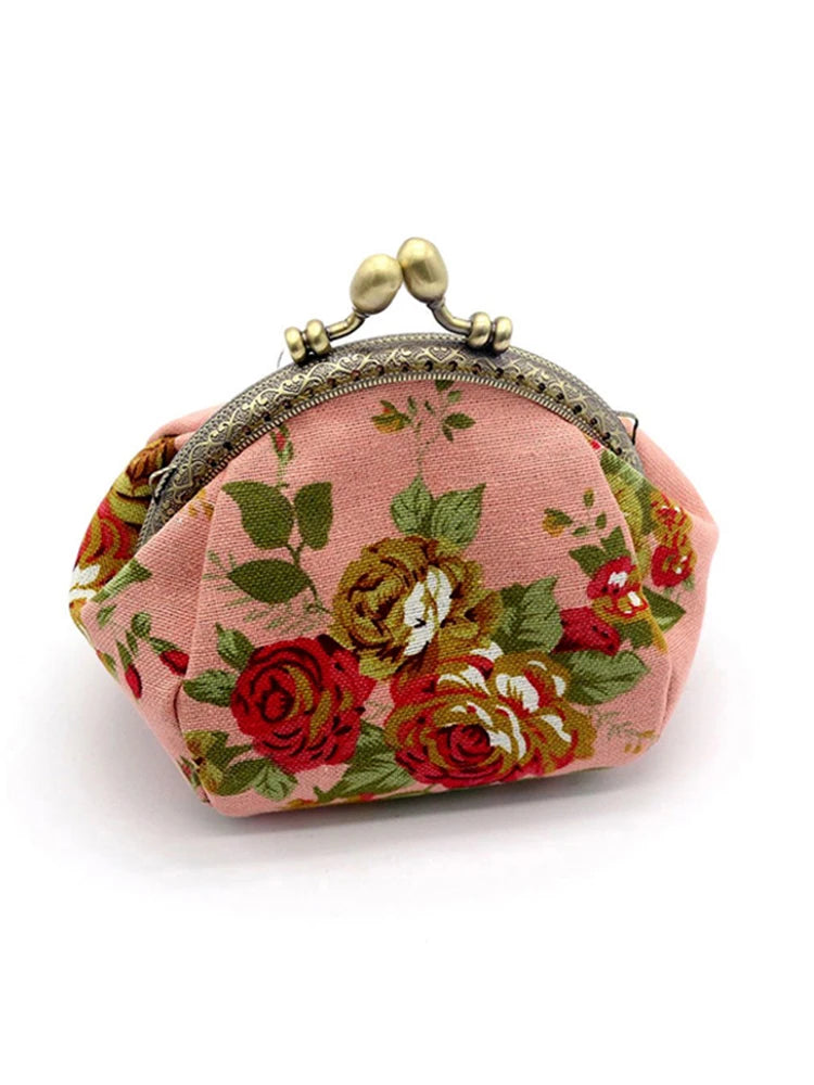 Kiss-Lock Mini Change Pouch - Vintage Floral Coin Purse