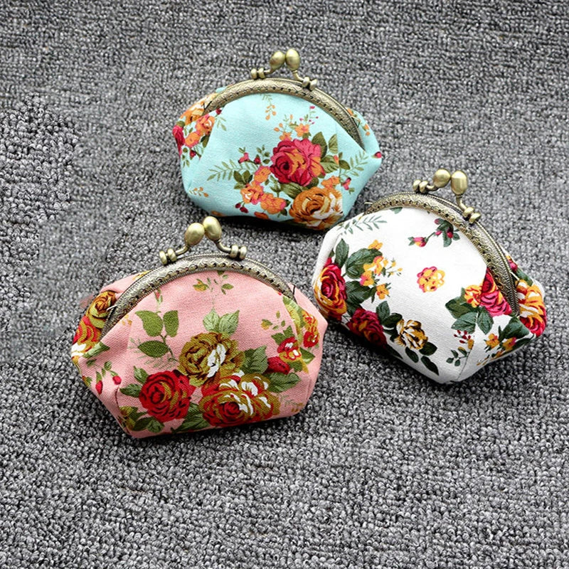 Kiss-Lock Mini Change Pouch - Vintage Floral Coin Purse