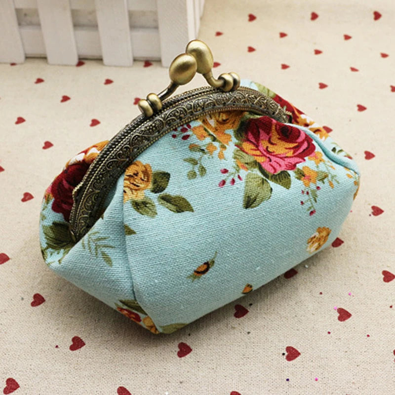 Kiss-Lock Mini Change Pouch - Vintage Floral Coin Purse