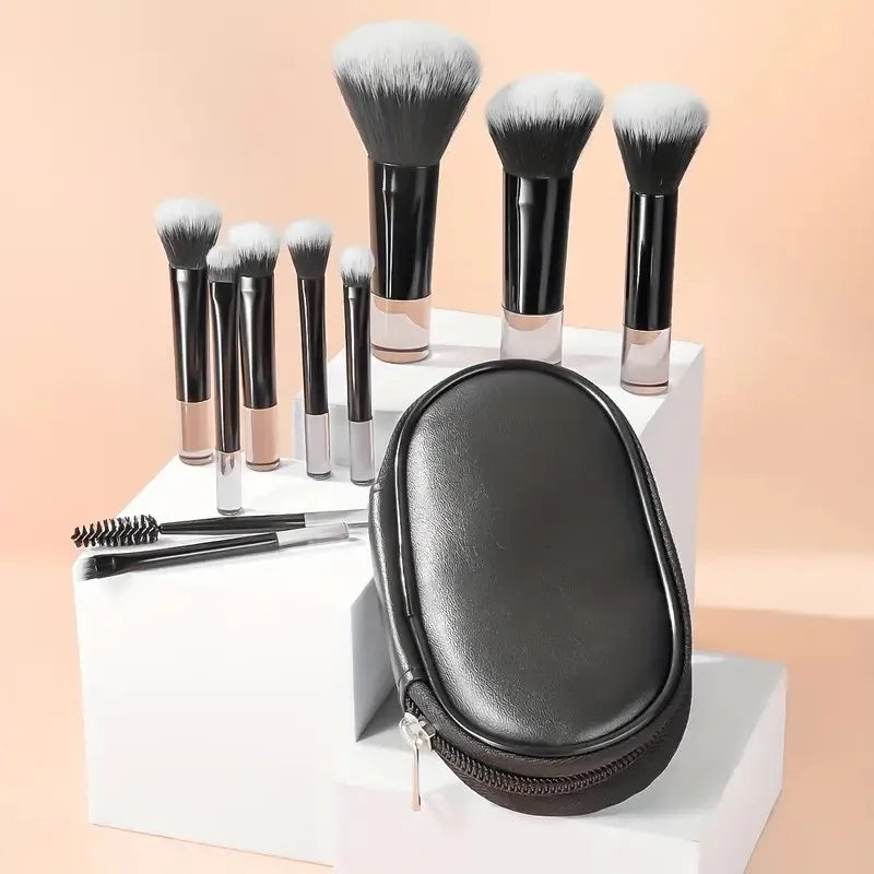 Mini Travel Makeup Brush Set — 10-Piece Case