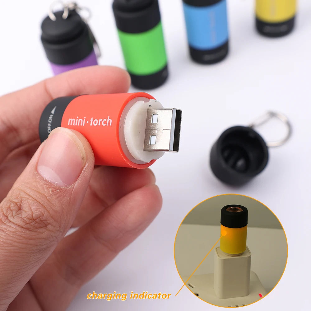 Mini Keychain Flashlight USB Rechargeable