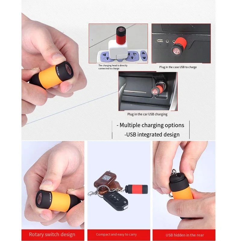 Mini Keychain Flashlight USB Rechargeable