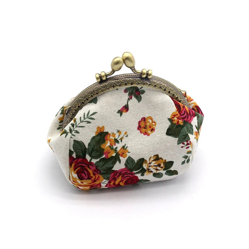 Kiss-Lock Mini Change Pouch - Vintage Floral Coin Purse