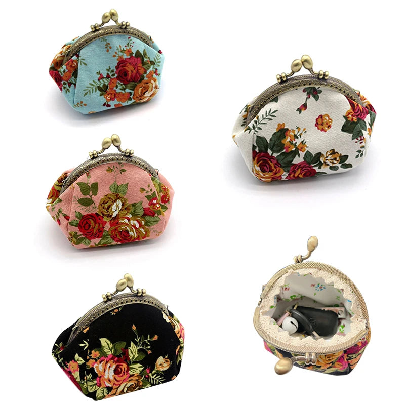 Kiss-Lock Mini Change Pouch - Vintage Floral Coin Purse