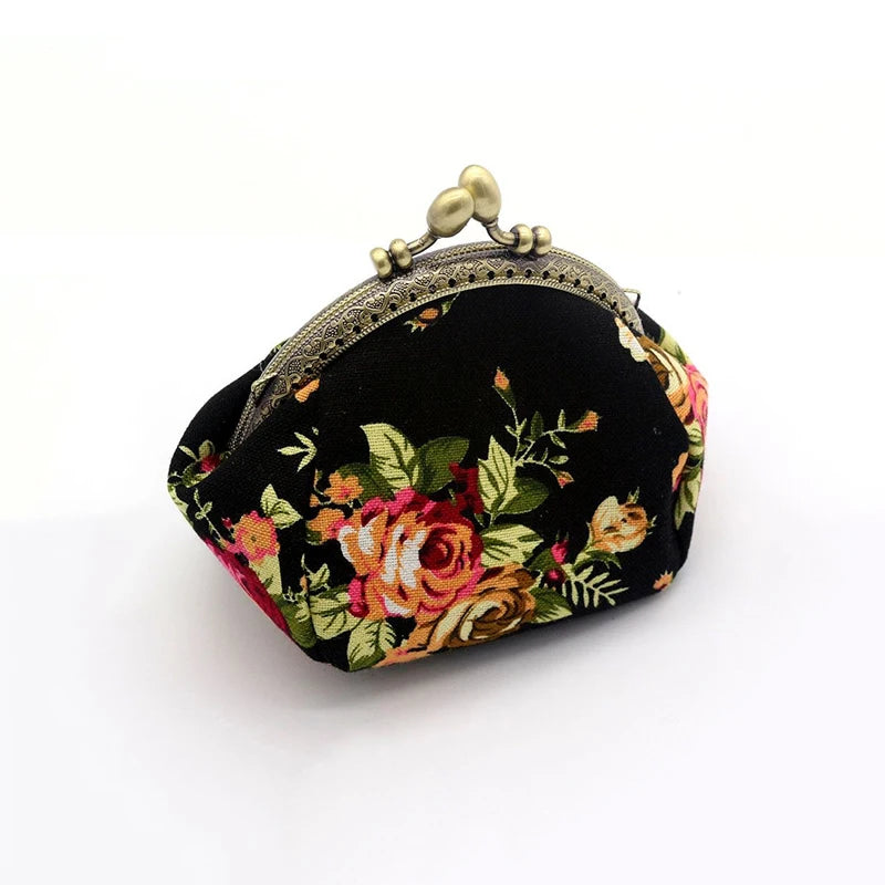 Kiss-Lock Mini Change Pouch - Vintage Floral Coin Purse