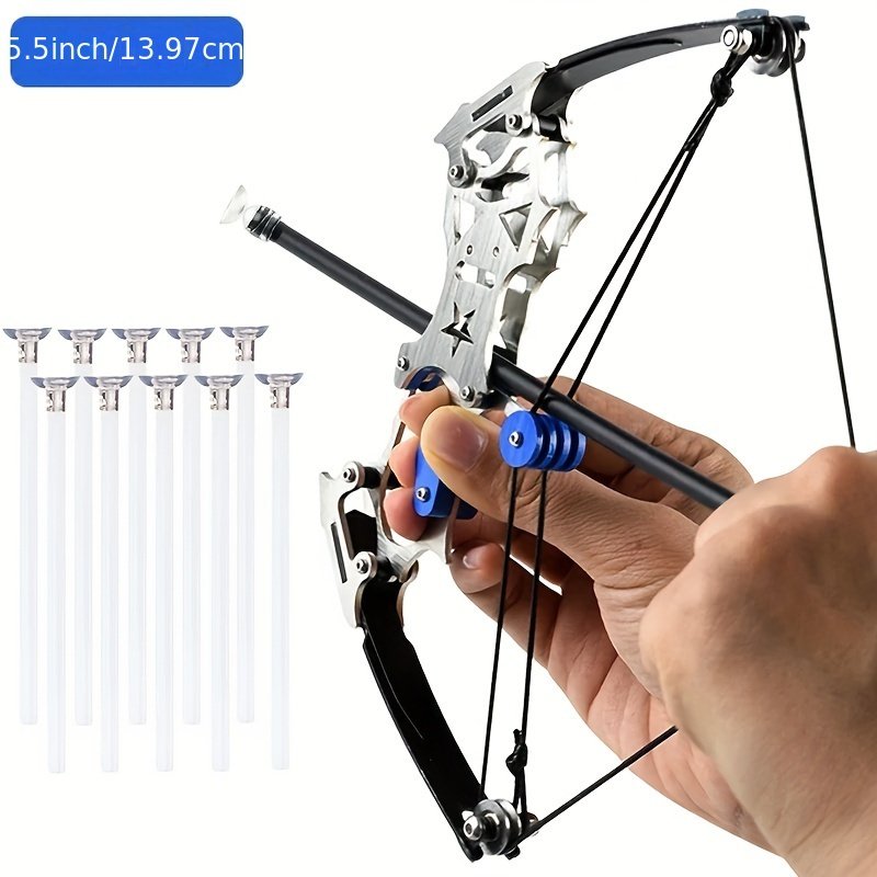 Mini Archery Bow Set – 5.5” Stainless Steel Pocket Bow with 10 Arrows - Image 4