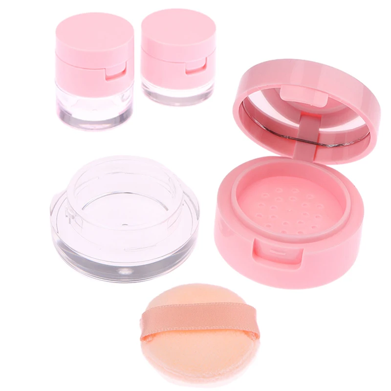 Mini Refillable Loose Powder Container with Puff & Mirror – Travel Size (3g) - Image 2