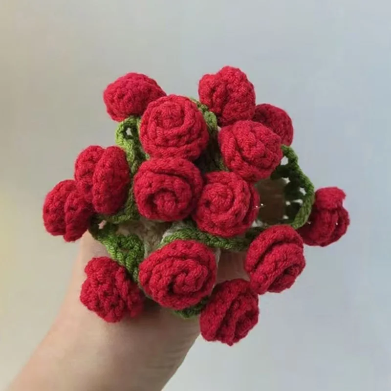 Mini Crochet Rose Coaster Set | Handmade Flower Coasters & Desk Decor - Image 36