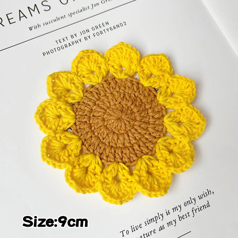 Mini Crochet Rose Coaster Set | Handmade Flower Coasters & Desk Decor - Image 21