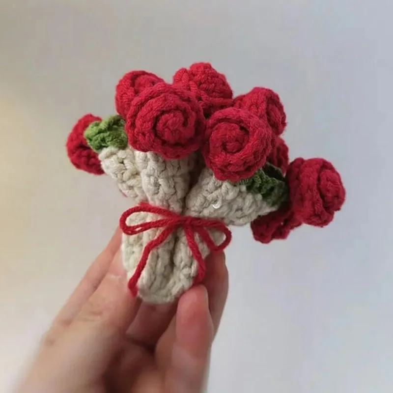 Mini Crochet Rose Coaster Set | Handmade Flower Coasters & Desk Decor - Image 32