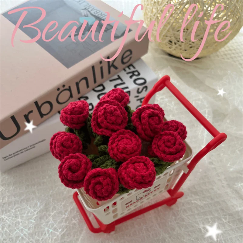 Mini Crochet Rose Coaster Set | Handmade Flower Coasters & Desk Decor - Image 30