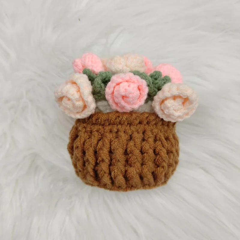 Mini Crochet Rose Coaster Set | Handmade Flower Coasters & Desk Decor - Image 23
