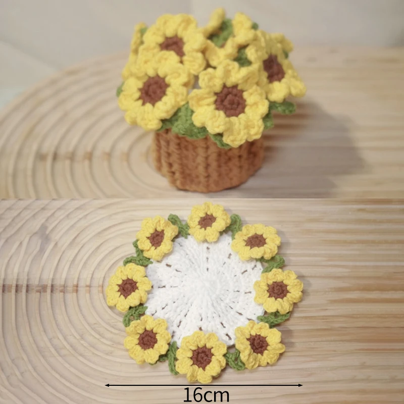 Mini Crochet Rose Coaster Set | Handmade Flower Coasters & Desk Decor - Image 15