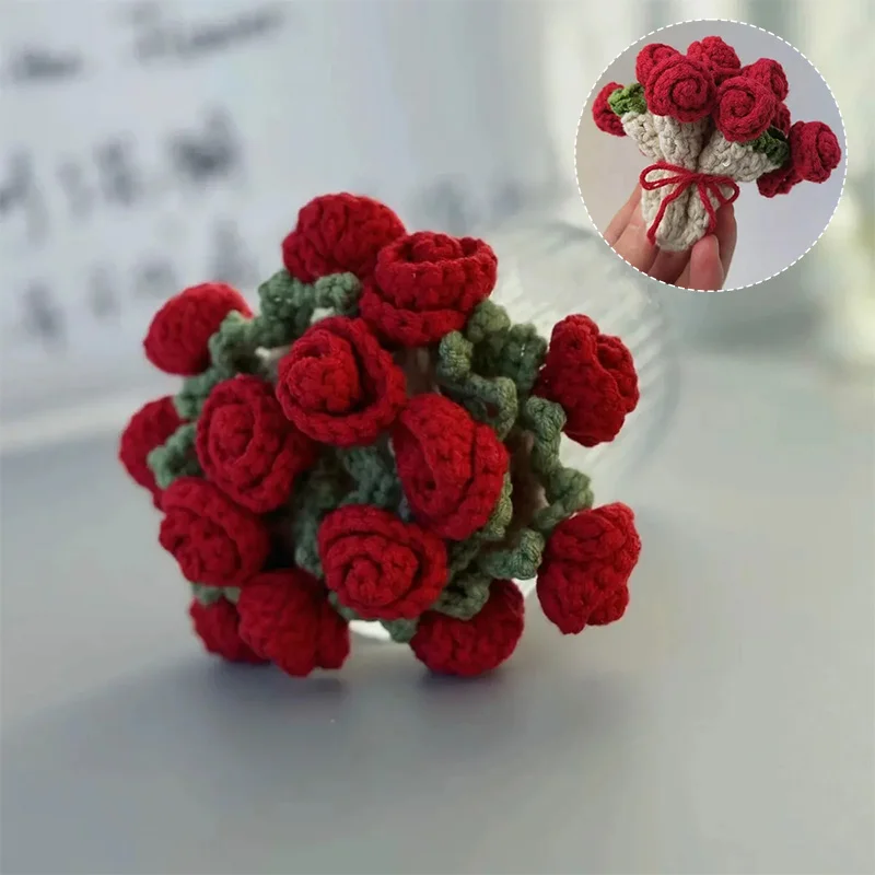 Mini Crochet Rose Coaster Set | Handmade Flower Coasters & Desk Decor - Image 31