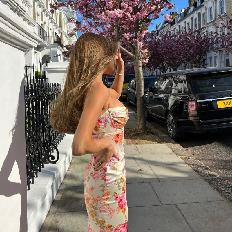 Floral Corset Maxi Dress – Slim Fit Spaghetti Strap Summer Dress - Image 17