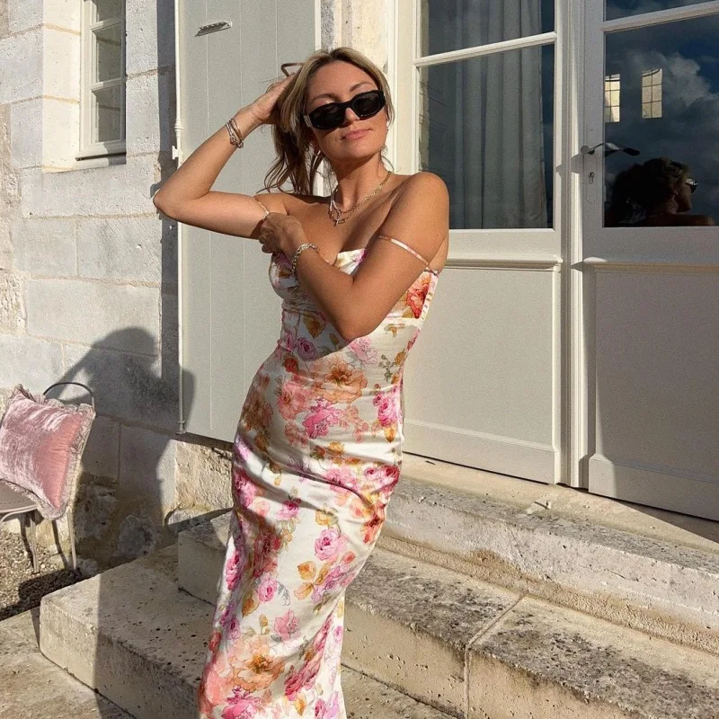 Floral Corset Maxi Dress – Slim Fit Spaghetti Strap Summer Dress - Image 12
