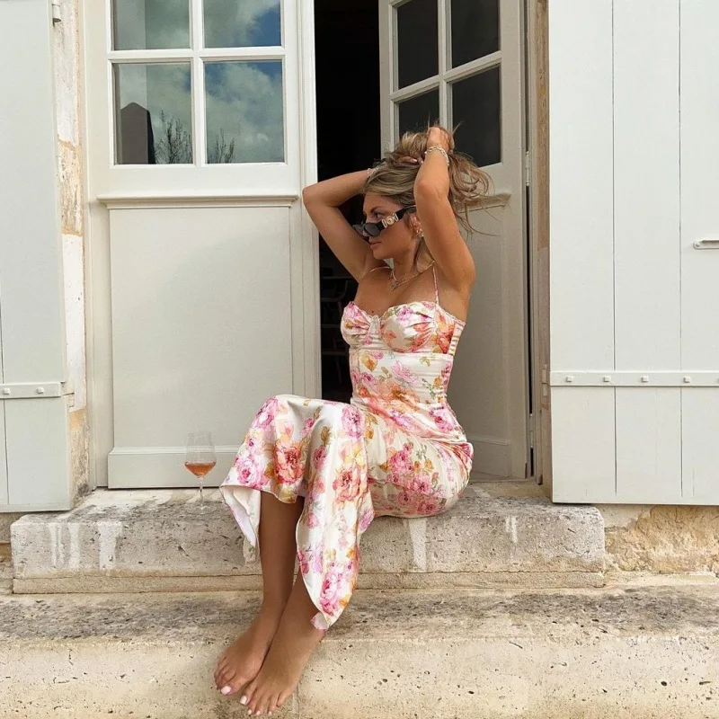 Floral Corset Maxi Dress – Slim Fit Spaghetti Strap Summer Dress - Image 10